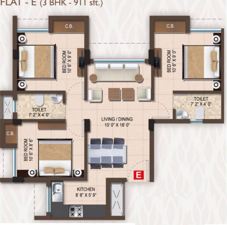 Magnolia Destiny (3BHK+2T (911 sq ft) 911 sq ft)