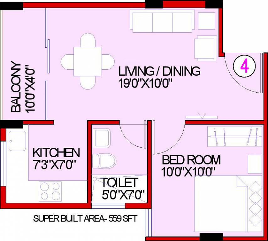 Aashish Green (1BHK+1T (559 sq ft) 559 sq ft)