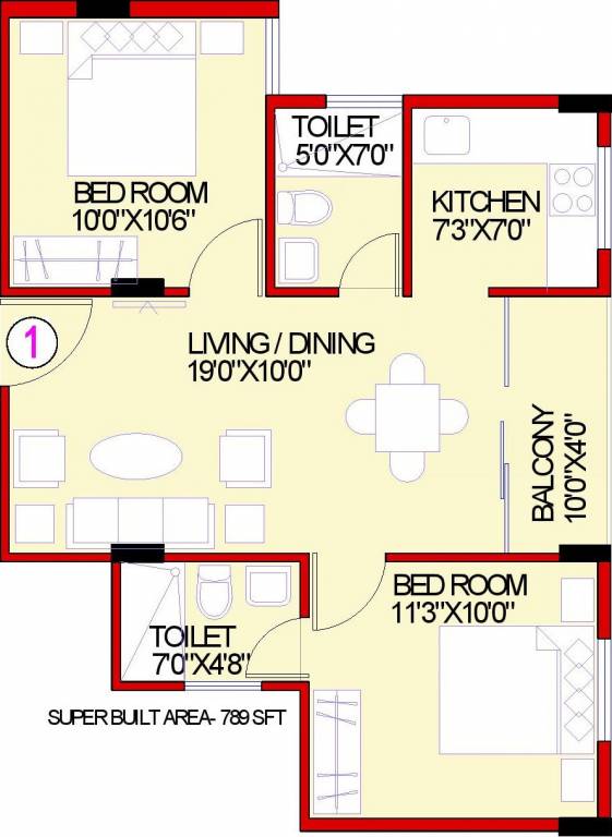 Aashish Green (2BHK+2T (789 sq ft) 789 sq ft)