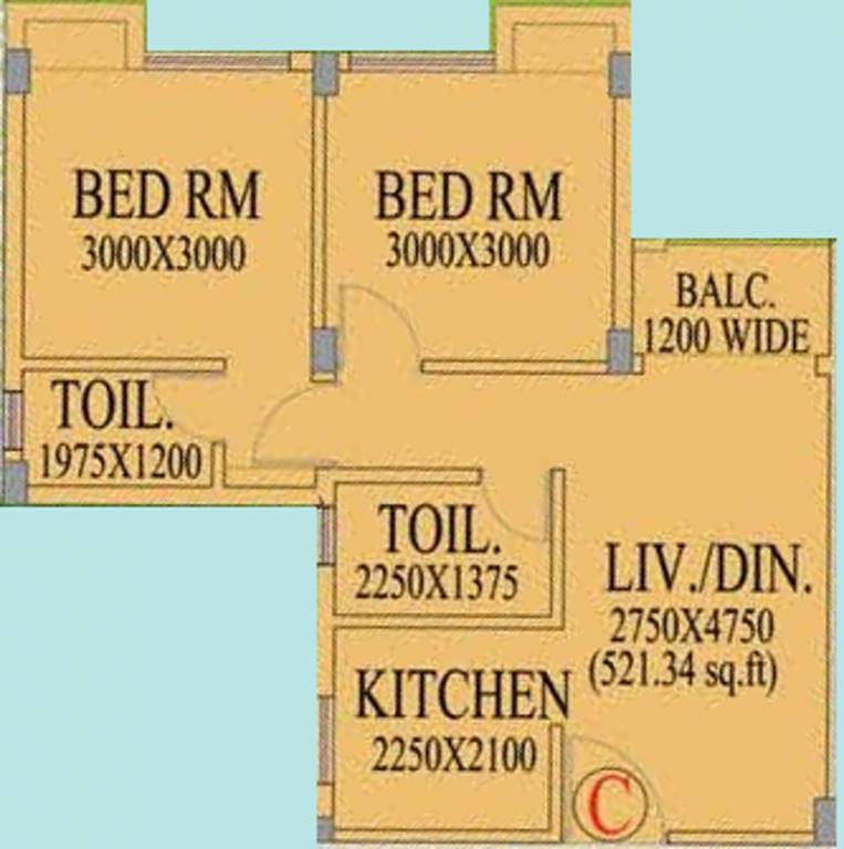 Riya Manbhari Greens Phase II (2BHK+2T (797 sq ft) 797 sq ft)
