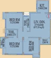 Riya Manbhari Greens Phase II (3BHK+3T (1,045 sq ft) 1045 sq ft)