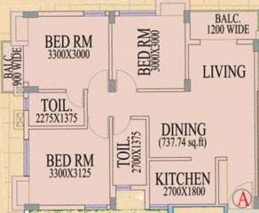 Riya Manbhari Greens Phase II (3BHK+3T (1,126 sq ft) 1126 sq ft)