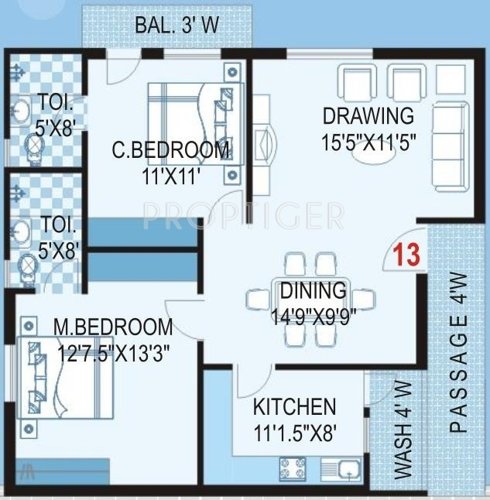 Reliance MCRArcade (2BHK+2T (1,322 sq ft) 1322 sq ft)