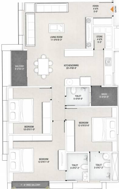 Prime Seasons Prime (3BHK+3T (1,750 sq ft) 1750 sq ft)