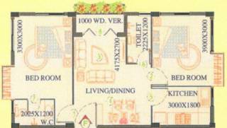 SPS Vsun Aavas Residency (2BHK+2T (888 sq ft) 888 sq ft)