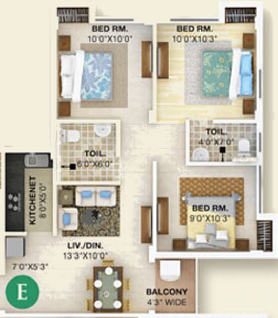 Riddhi Siddhi Imperial Riddhi Siddhi (3BHK+2T (964 sq ft) 964 sq ft)