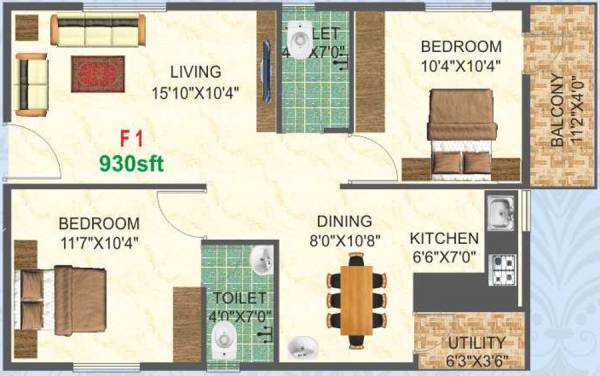 Siddartha Solitaire Phase 1 (2BHK+2T (930 sq ft) 930 sq ft)