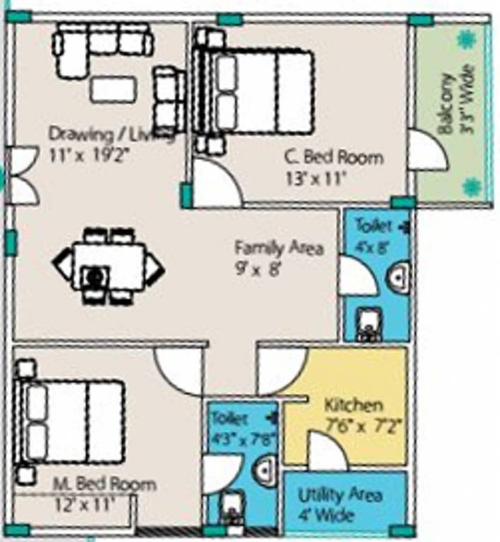 Sri Tirumala Tranquil Residency (2BHK+2T (1,035 sq ft) 1035 sq ft)