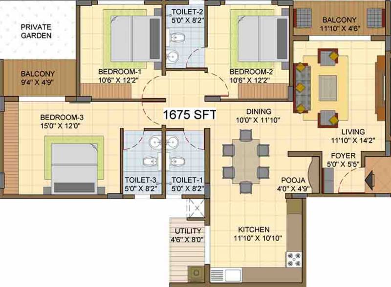 Suguna Upper Crest (3BHK+3T (1,675 sq ft) + Pooja Room 1675 sq ft)