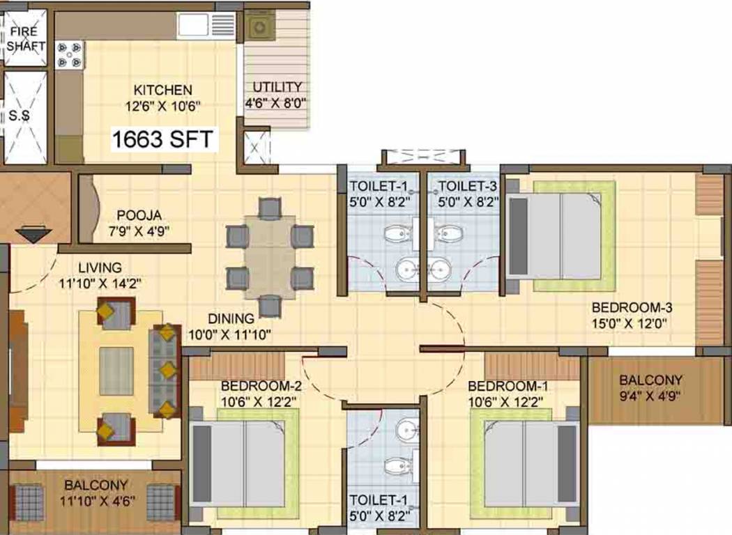 Suguna Upper Crest (3BHK+3T (1,663 sq ft) + Pooja Room 1663 sq ft) Suguna Upper Crest (3BHK+3T (1,663 sq ft) + Pooja Room 1663 sq ft)
