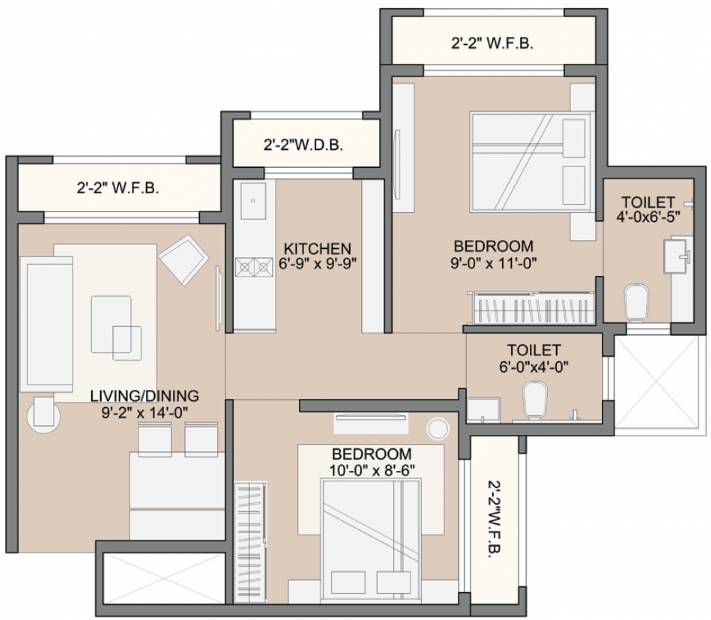 Sunteck West World 2 Tivri Naigaon East (2BHK+2T (449.50 sq ft) 449.5 sq ft)