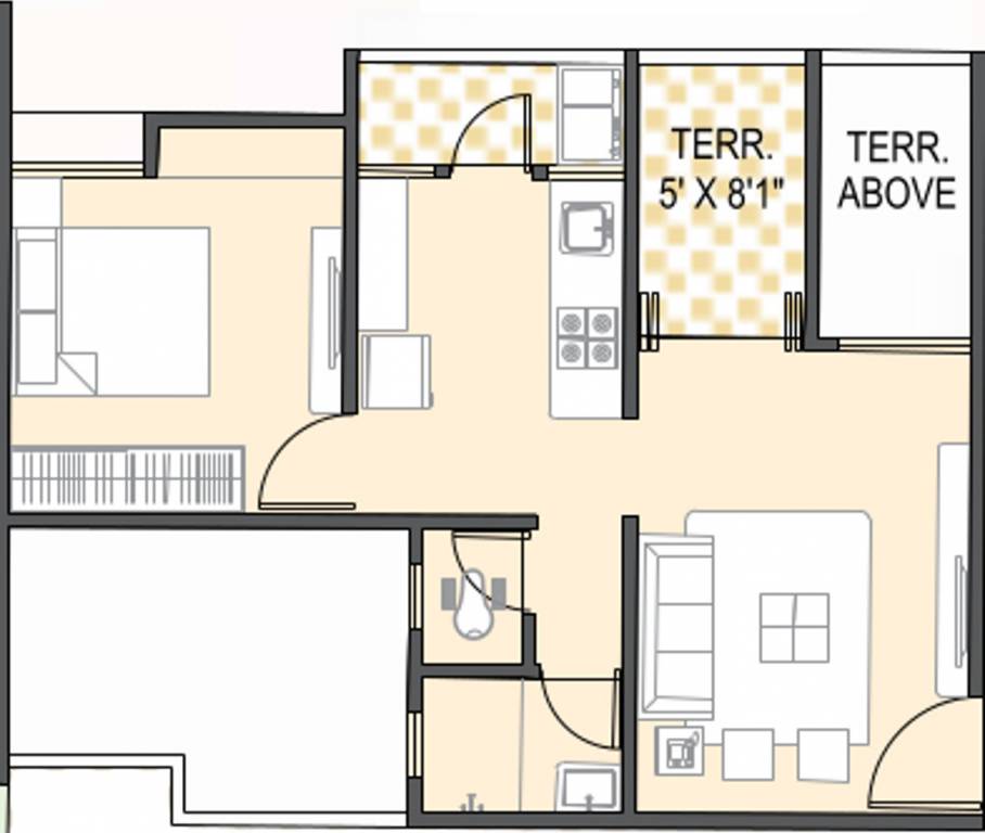 Unique Lifestyle (1BHK+1T (393.53 sq ft) 393.53 sq ft)