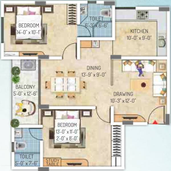 Kotecha Royal Regalia (2BHK+2T (1,163 sq ft) 1163 sq ft)