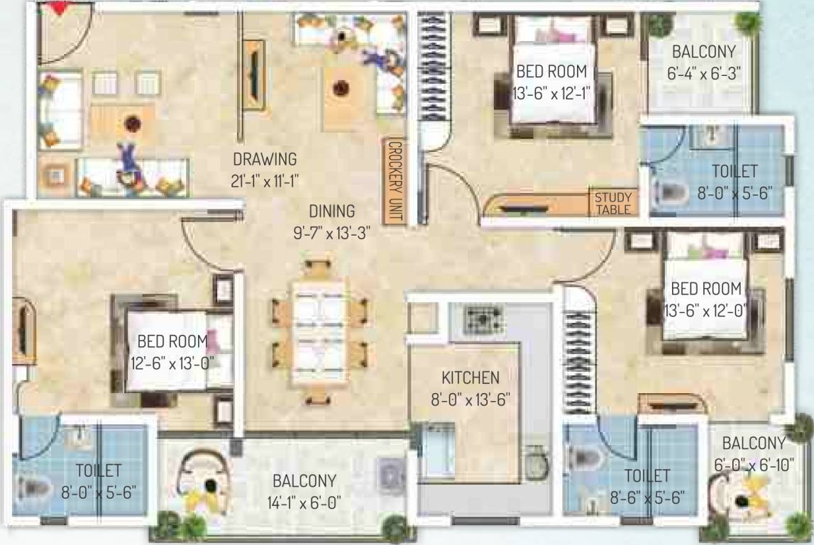 Kotecha Royal Regalia (3BHK+3T (1,873 sq ft) 1873 sq ft)