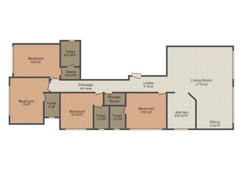 Unique Finessia 4th Floor To 9th Floor (4BHK+4T (1,717.27 sq ft) 1717.27 sq ft)