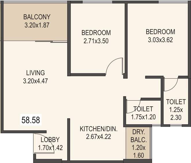Mantra 29 Gold Coast Phase 3 (2BHK+2T (630.55 sq ft) 630.55 sq ft)