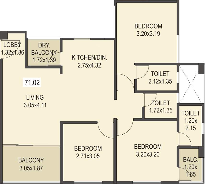 Mantra 29 Gold Coast Phase 3 (3BHK+3T (764.45 sq ft) 764.45 sq ft)