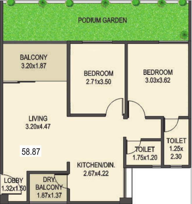 Mantra 29 Gold Coast Phase 3 (2BHK+2T (633.67 sq ft) 633.67 sq ft)