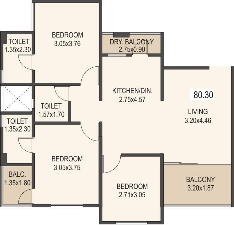 Mantra 29 Gold Coast Phase 3 (3BHK+3T (864.34 sq ft) 864.34 sq ft)