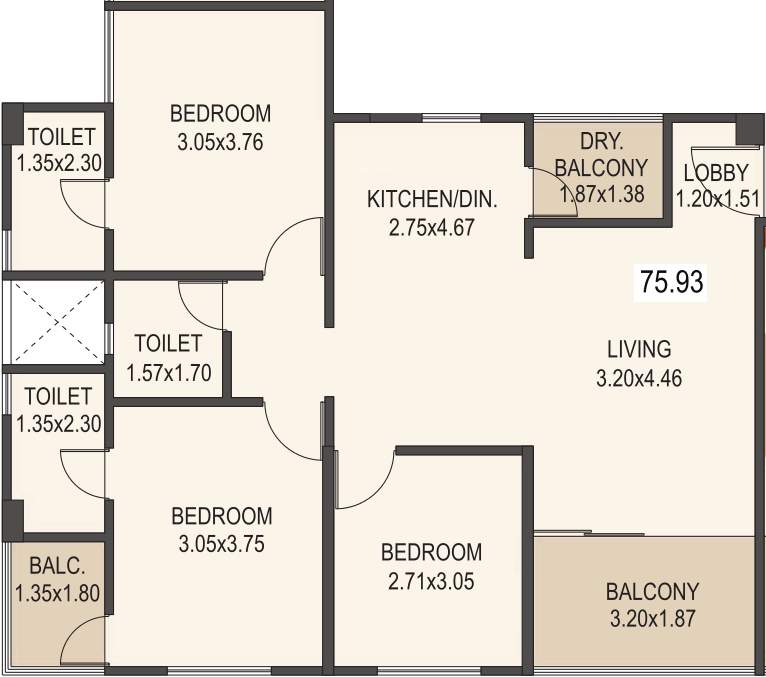 Mantra 29 Gold Coast Phase 3 (3BHK+3T (817.30 sq ft) 817.3 sq ft)