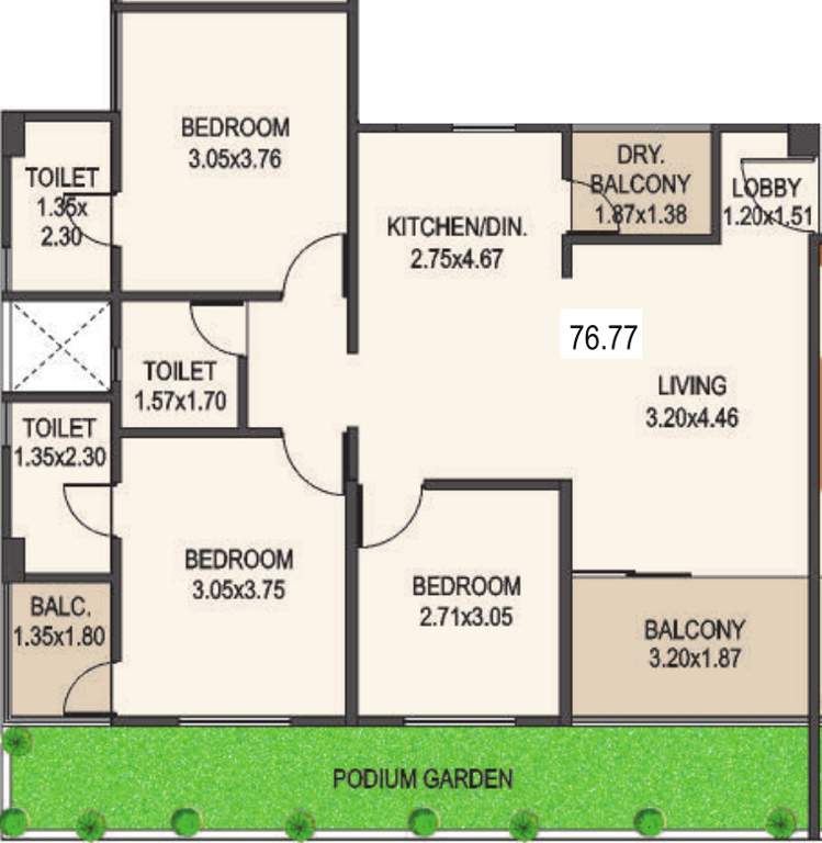 Mantra 29 Gold Coast Phase 3 (3BHK+3T (826.35 sq ft) 826.35 sq ft)