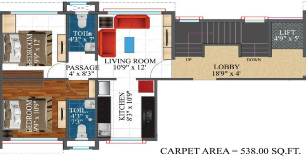 Nirmitee Sagar Darshan CHSL (2BHK+2T (538 sq ft) 538 sq ft)