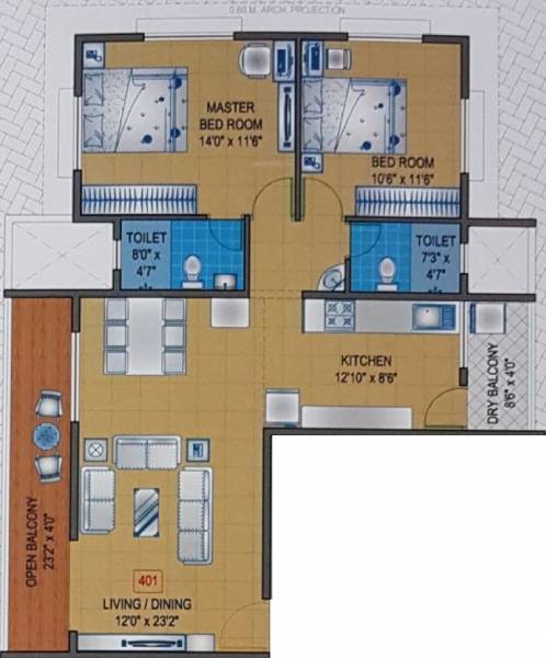 D And T Gayatri Apartment (2BHK+2T (808.05 sq ft) 808.05 sq ft)