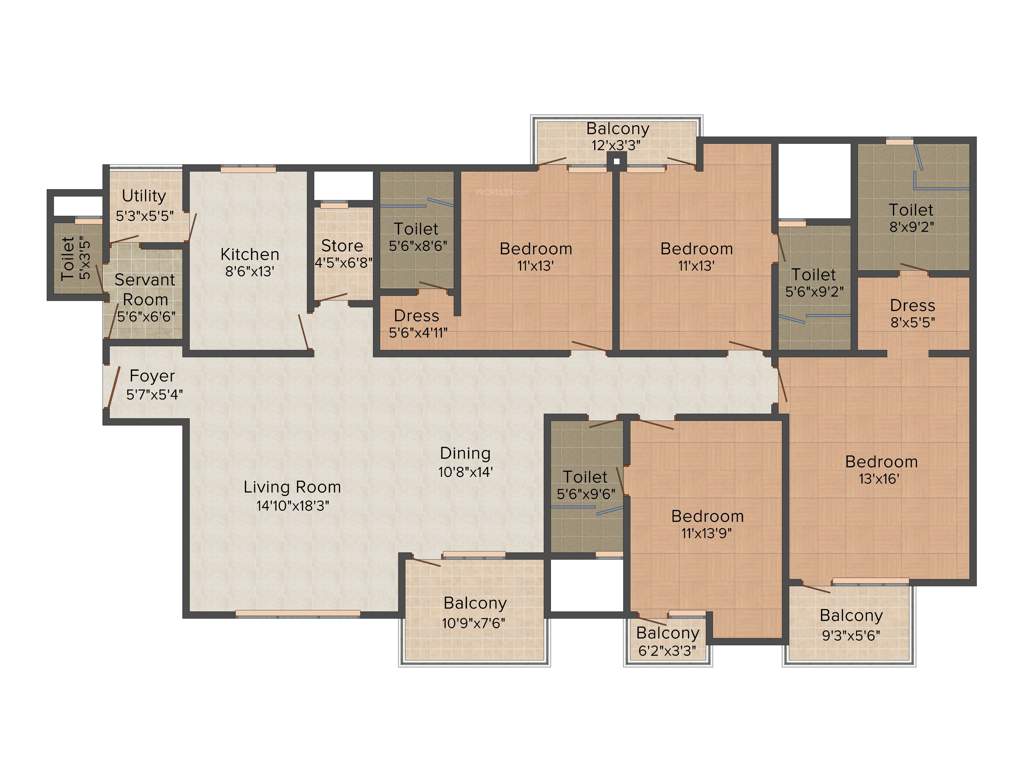3C Lotus Panache (4BHK+4T (2587 sq ft) 2587 sq ft)