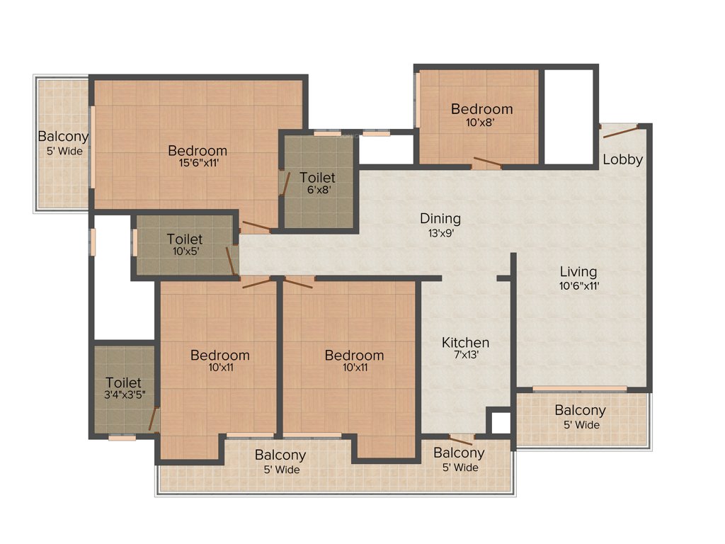 Mahagun Moderne (4BHK+2T (1850 sq ft) 1850 sq ft)