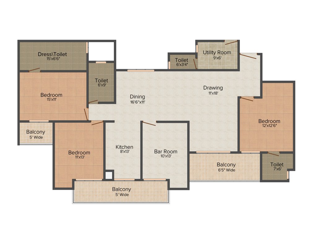 Mahagun Moderne (3BHK+4T (1835 sq ft) 1835 sq ft)
