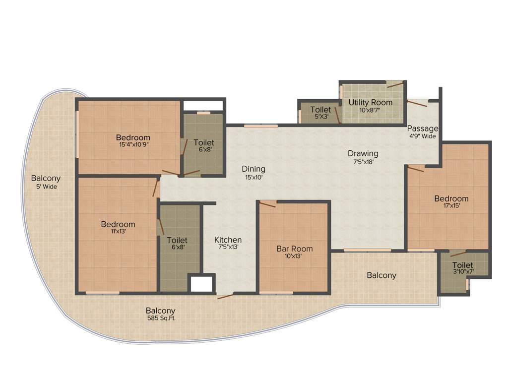 Mahagun Moderne (4BHK+3T (2166 sq ft) 2166 sq ft)