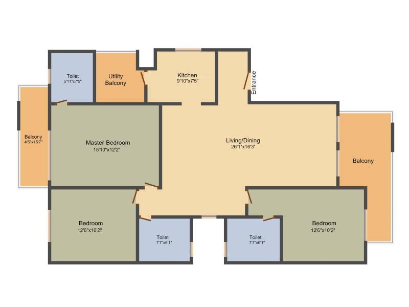 Vatika INXT Floors (3BHK (1387 sq ft) 1387 sq ft)