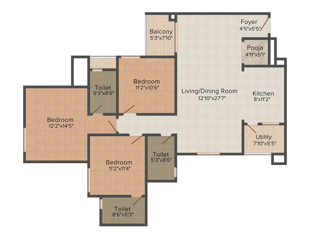 Sobha Forest View (3BHK+3T (1684 sq ft) 1684 sq ft)