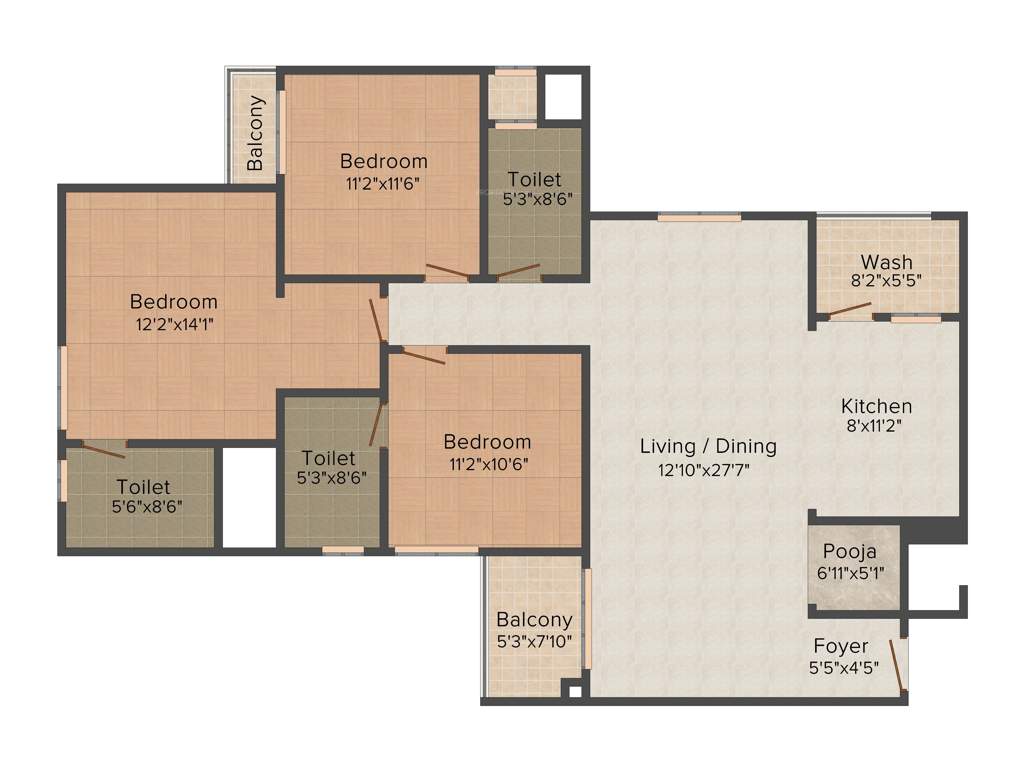 Sobha Forest View (3BHK+3T (1725 sq ft) 1725 sq ft)