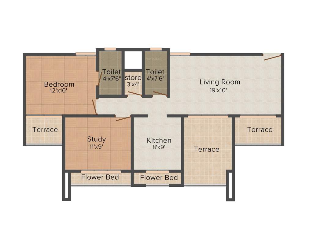 Neelsidhi Amarante (2BHK+2T (1094 sq ft) 1094 sq ft)