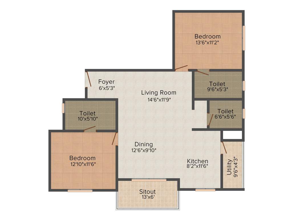 Jain East Parade (2BHK+3T (1516 sq ft) 1516 sq ft)