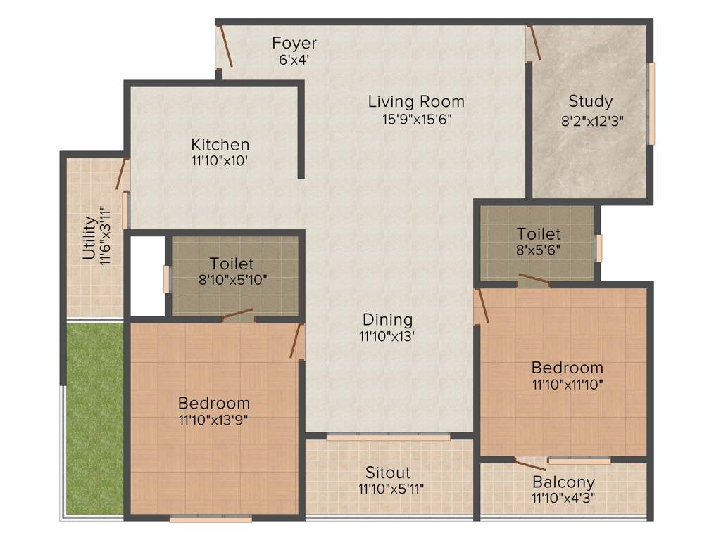 Jain East Parade (2BHK+2T (1655 sq ft) 1655 sq ft)