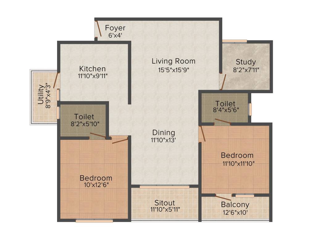 Jain East Parade (2BHK+2T (1663 sq ft) 1663 sq ft)