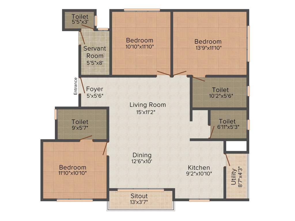 Jain East Parade (3BHK+3T (1785 sq ft) 1785 sq ft)