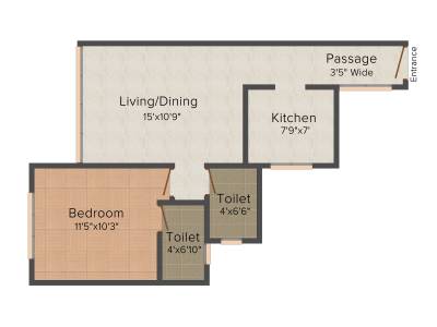 Red Brick Brizo Residency (1BHK+2T (790 sq ft) 790 sq ft)