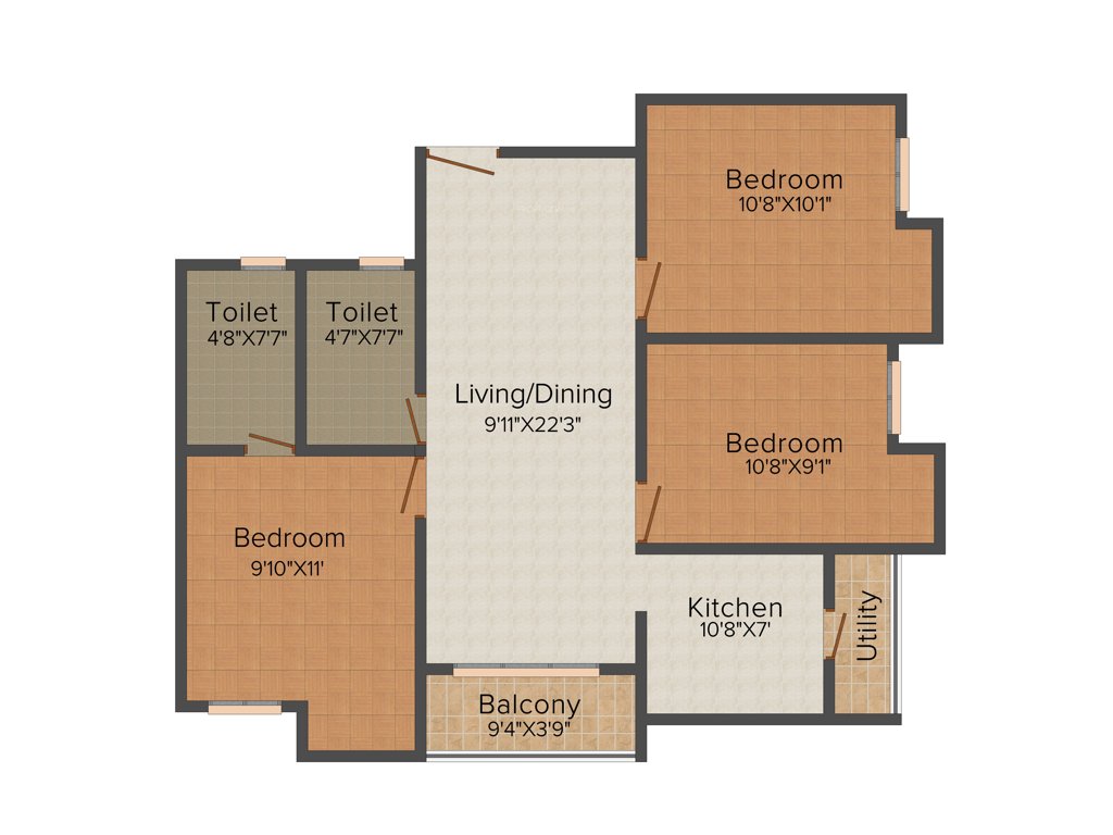 KG Centre Point Ph 1 And 2 (3BHK+2T (1065 sq ft) 1065 sq ft)