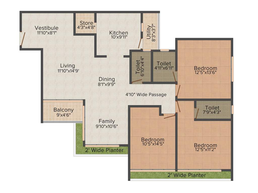 Chanchal Saransh Ambience (3BHK+3T (2,205 sq ft) 2205 sq ft)