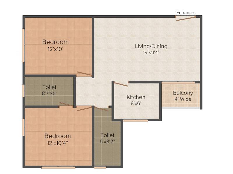 Siddha Pines (2BHK+2T (955 sq ft) 955 sq ft)