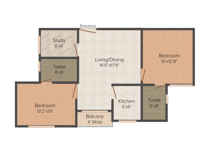 Siddha Pines (2BHK+2T (1005 sq ft) 1005 sq ft)