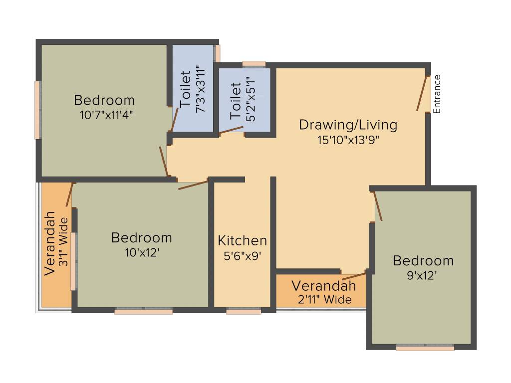 Shreshta Garden (3BHK (1100 sq ft) 1100 sq ft)