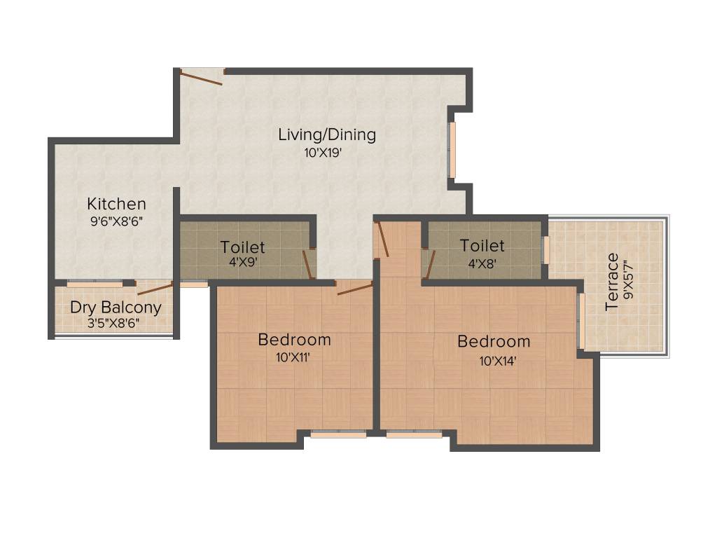 Shree Shree Ram Hill View (2BHK+2T (858 sq ft) 858 sq ft)