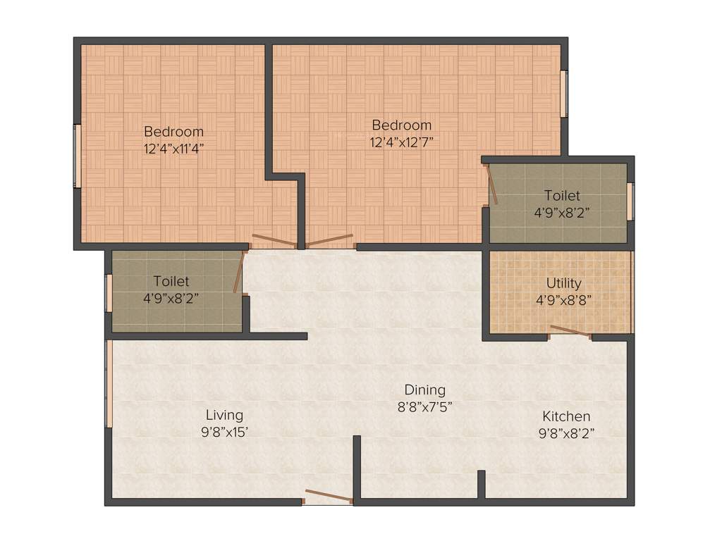 Purple Woods (2BHK+2T (1156 sq ft) 1156 sq ft)