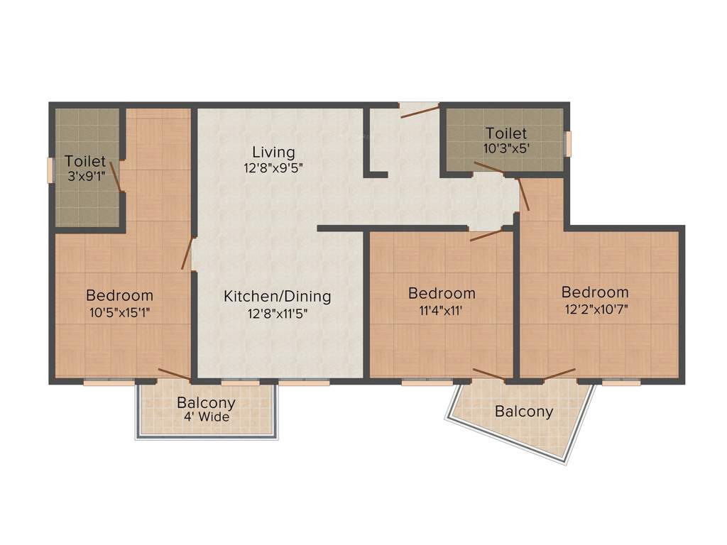 Mounthill Essence (3BHK+2T (1500 sq ft) 1500 sq ft)
