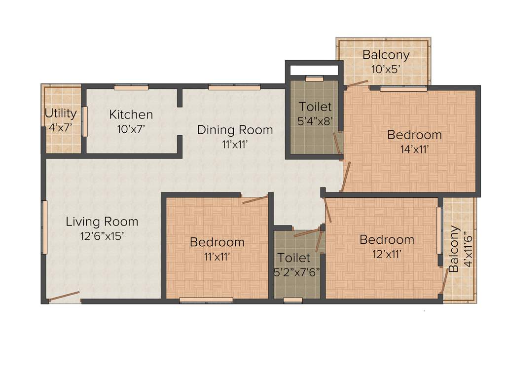 Jana Splendour 1 (3BHK+2T (1415 sq ft) 1415 sq ft)