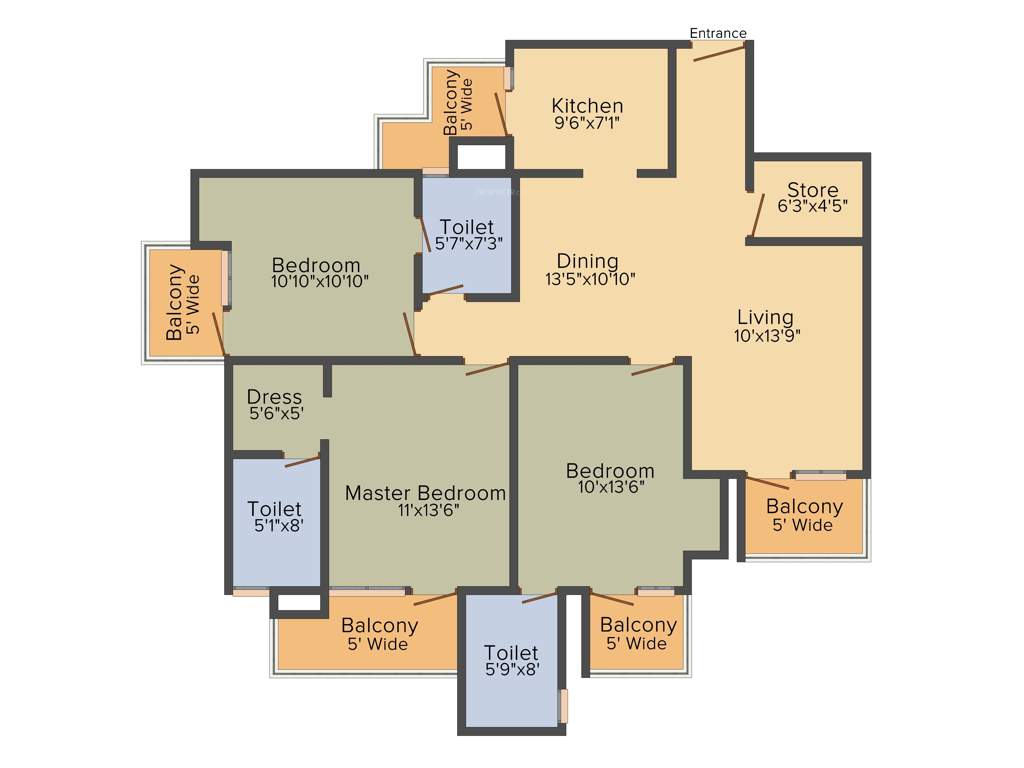 Rudra Aqua Casa (3BHK+3T (1681 sq ft) 1681 sq ft)